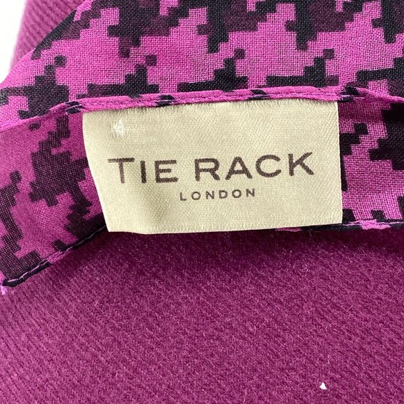 NWOT Made in Italy Tie Rack Purple and Black Houndstooth Scarf - Picture 6 of 7